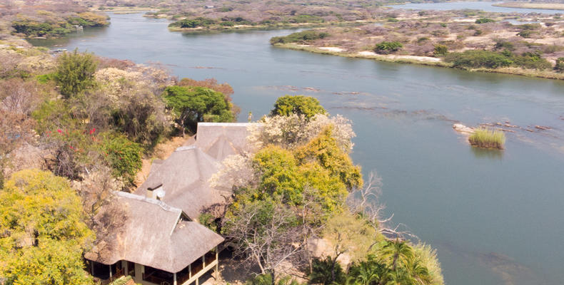 Arial view of the main lodge building