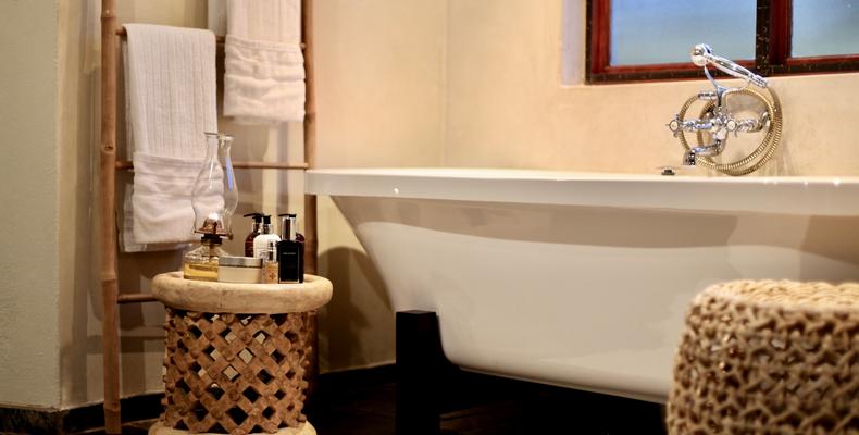 en suit bath, shower and double basin.
