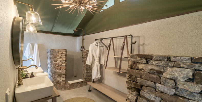 Shower and Wash Basin in Rooms