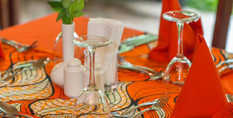 Restaurant set for dinner