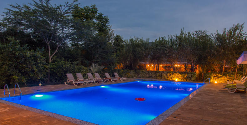 Swimming pool at night