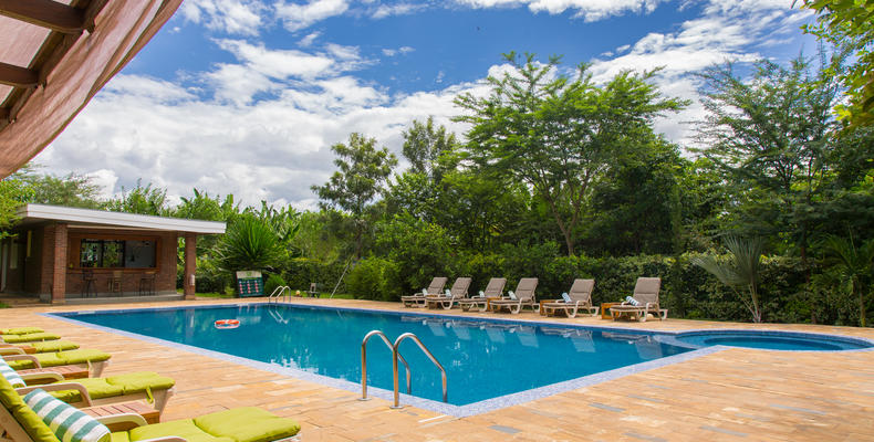 Covered pool seating