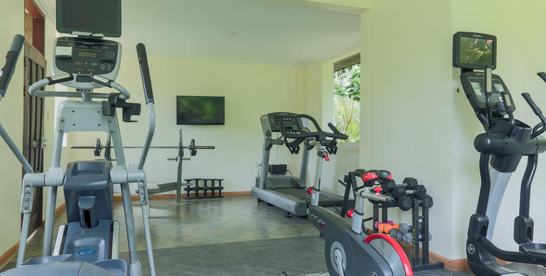 Fitness center equipped with cardio machines and weights