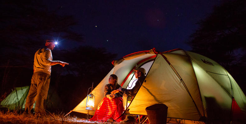 Tent at night with stars 