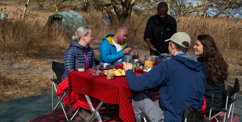 Having breakfast before heading to Lake Natron Camp 