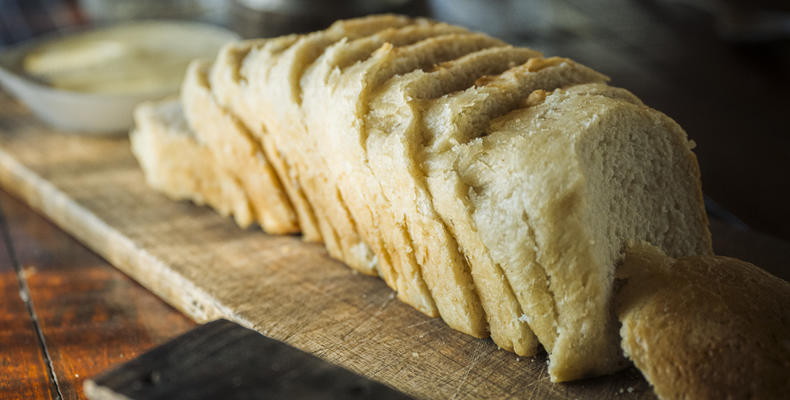 Fresh bread baked on the fire
