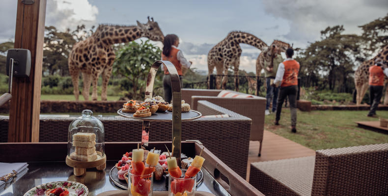 Afternoon tea at Giraffe Manor