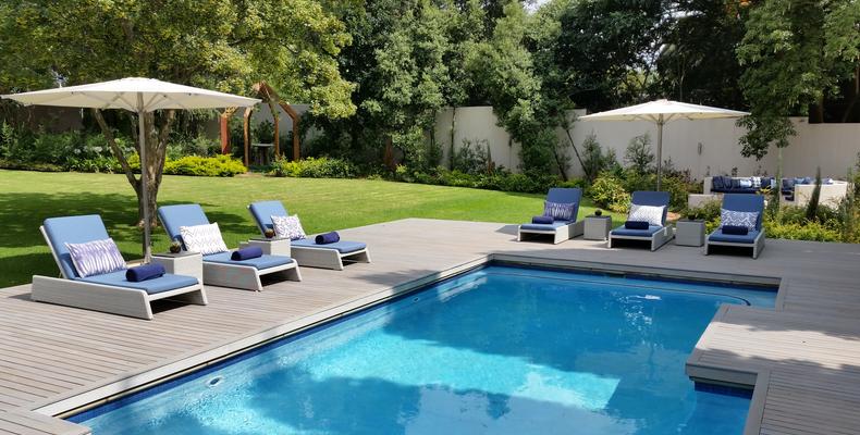 View of private pool and garden at AtholPlace Villa