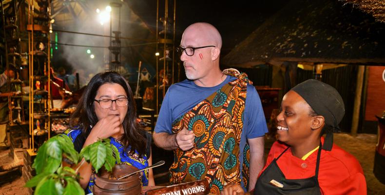 Guests enjoying Mopani worms