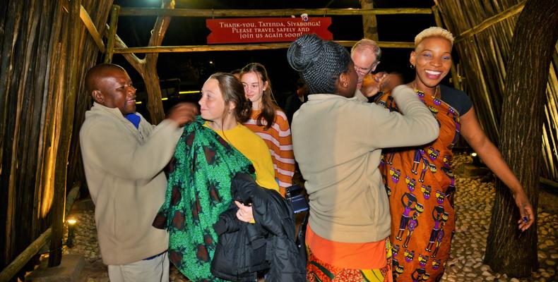 Traditional chitenge ceremony at boma entrance