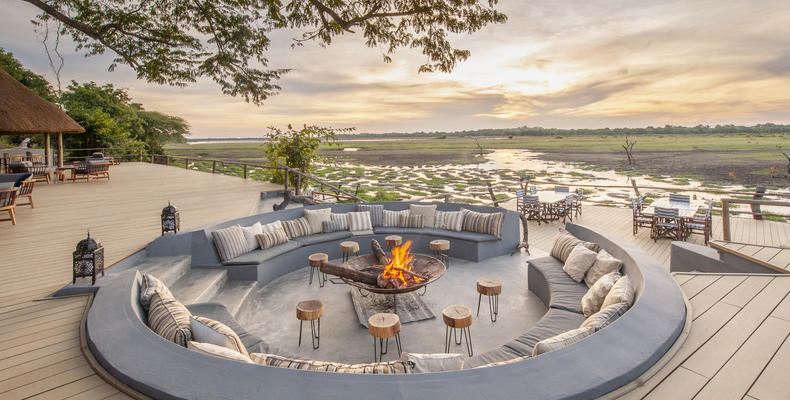 Kafunta River Lodge - Fireplace & Lounge