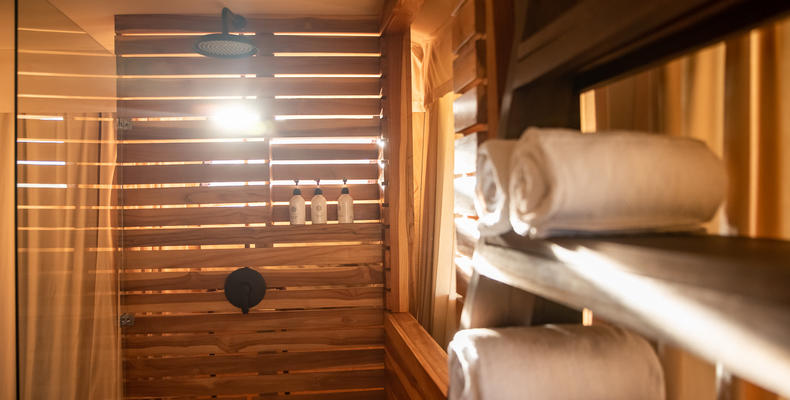 Hot shower at Aurari Camp