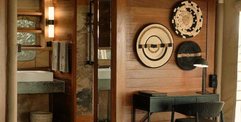 interior of tented suite at Serengeti Bushtops