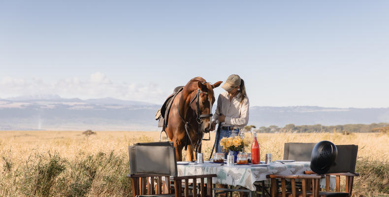 Picnic breakfast: with horses