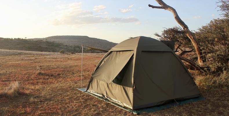 Fly camping: canvas tent