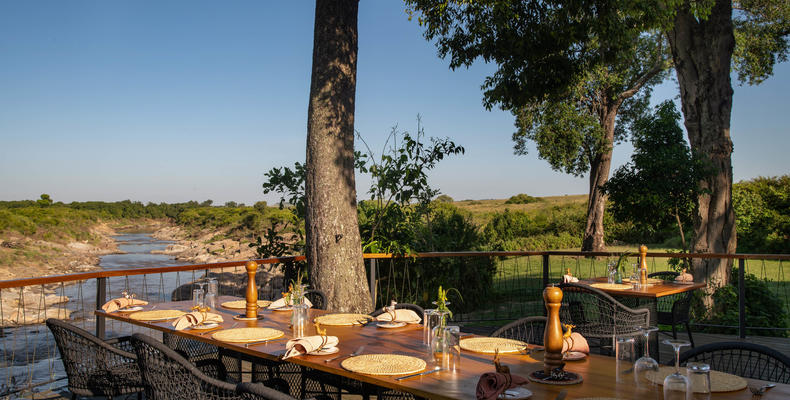 Rekero Camp - Dining on the Deck with View of the River