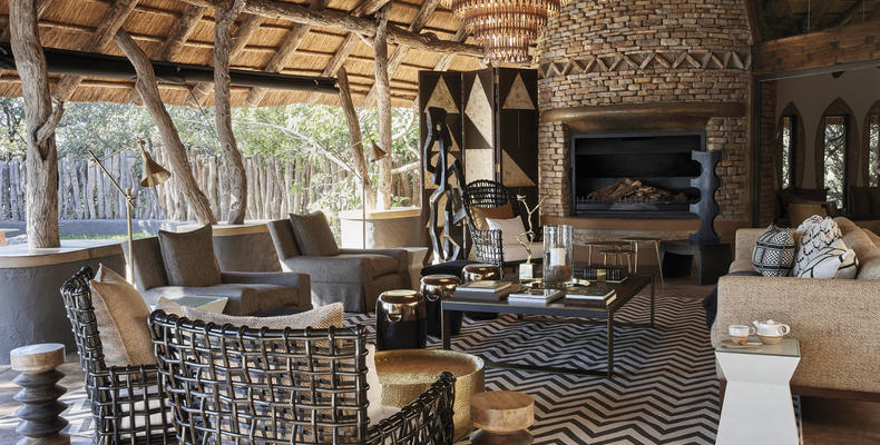 Singita Pamushana Lodge Lounge & Fireplace