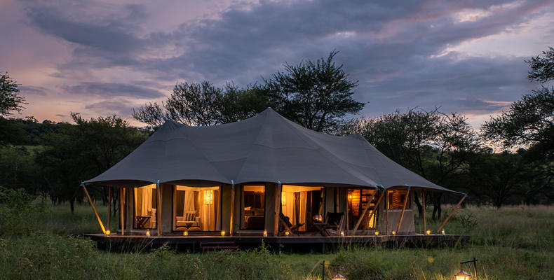 Exterior of a Guest Tent at Twilight