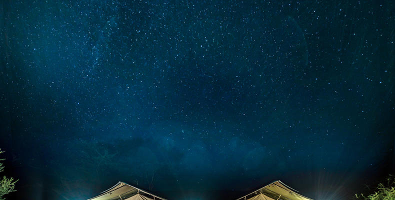 2 Bedroom Tent at night