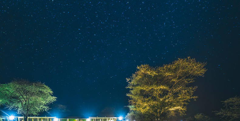 Exterior view of the Camp at night