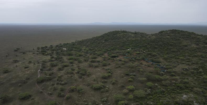 Aerial View of Serengeti Woodlands Camp on Naabi Hill