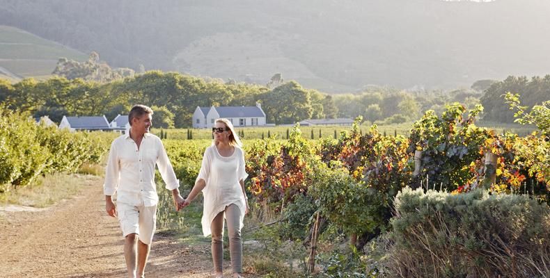 Couple strolling through the grounds