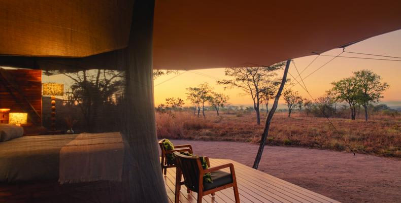 Usangu Expedition Camp - Tent Deck at Sunset