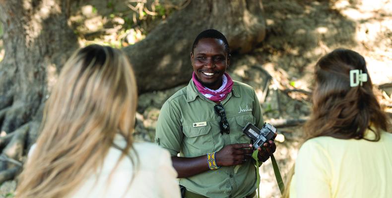 Usangu Expedition Camp - Guests Learning About the Camera Traps