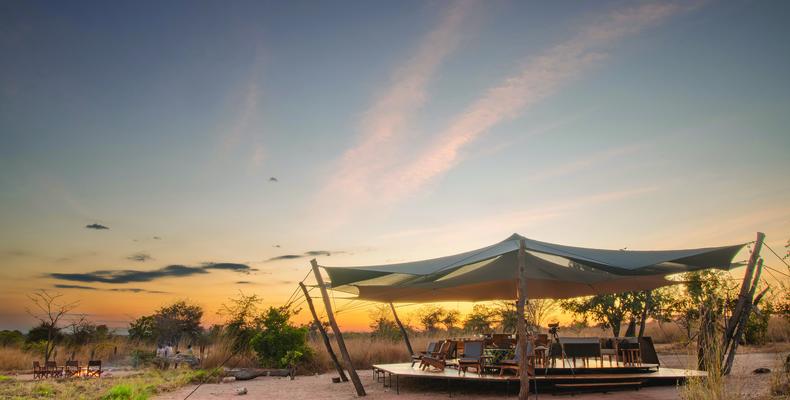 Usangu Expedition Camp - Sundowners in the Main Area at Dusk