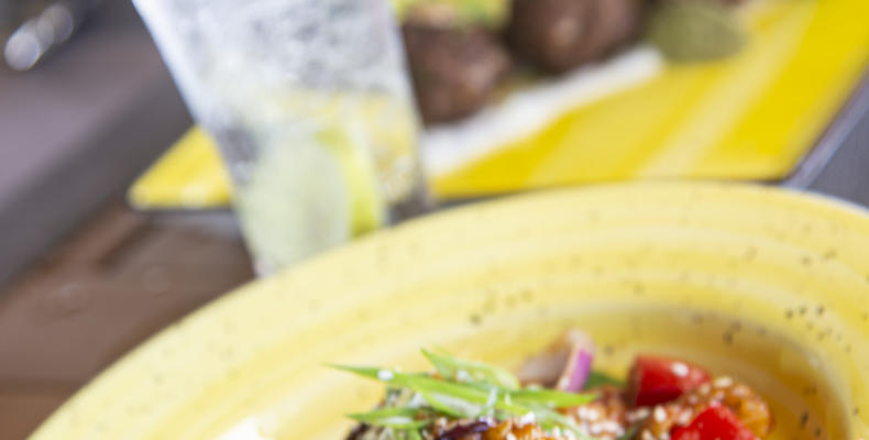 Fresh ingredients prepared by the culinary team