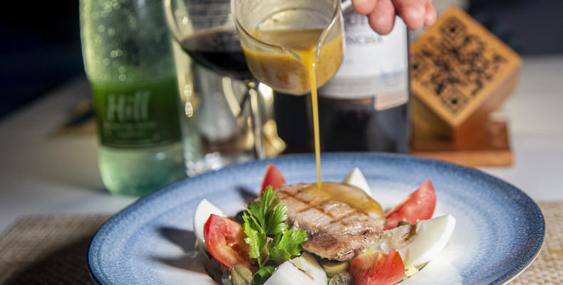 Fresh ingredients prepared by the culinary team