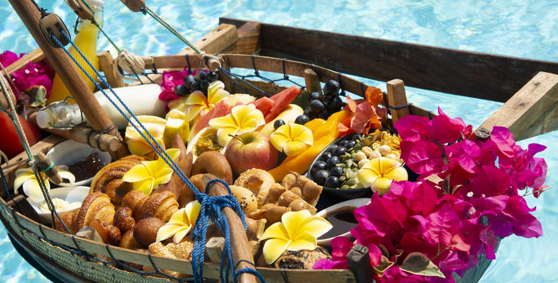 Fresh ingredients prepared by the culinary team