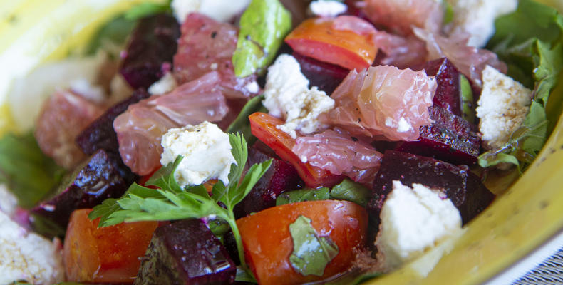 Fresh ingredients prepared by the culinary team
