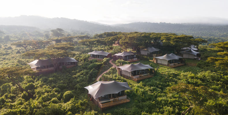 Drone image of the lodge 