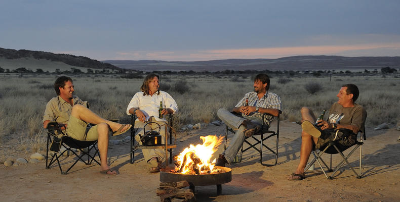 Relaxing at a camp fire