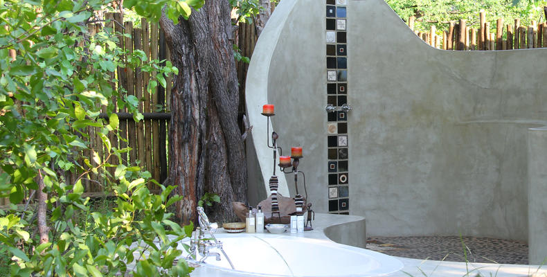 Outdoor "under the stars" shower and bathtub