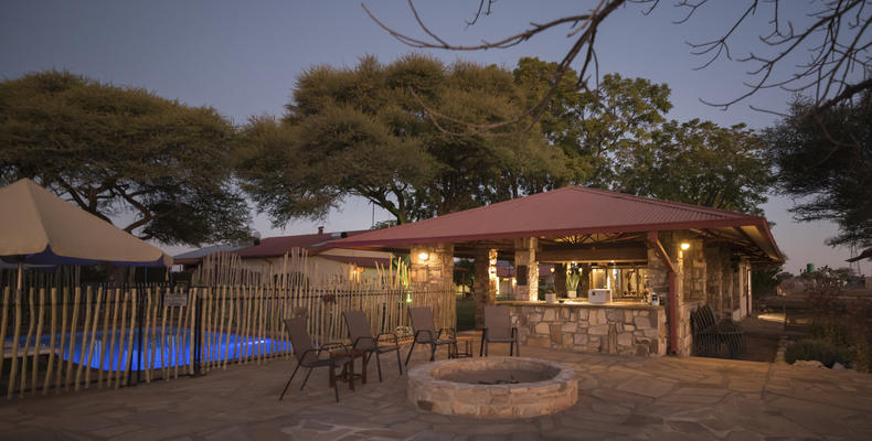Outside seating area with firepit