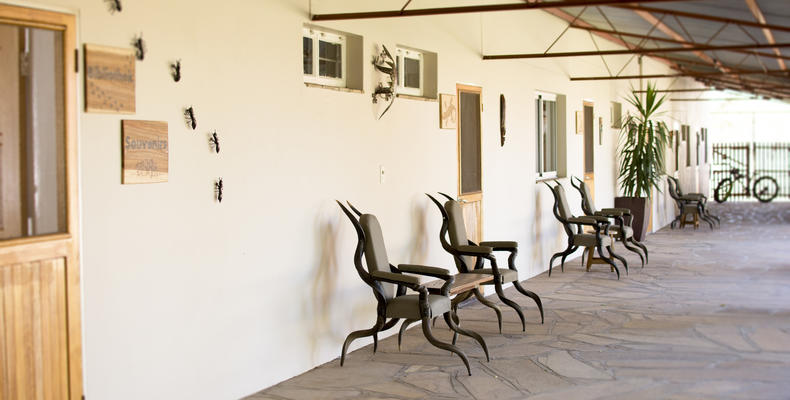 Patio in front of rooms