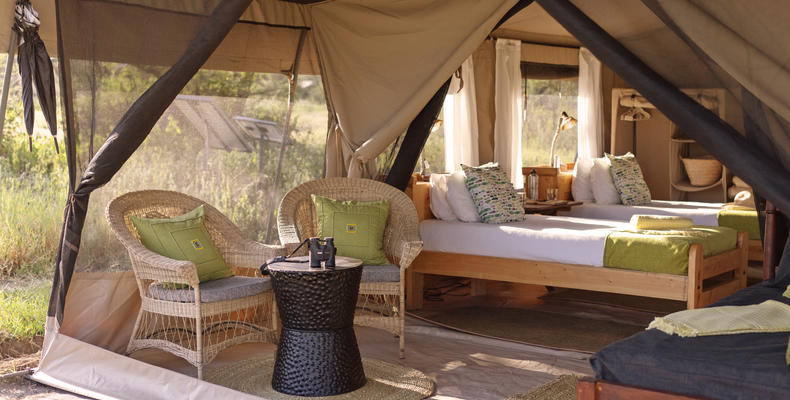 Serengeti North Wilderness Camp - twin tent interior