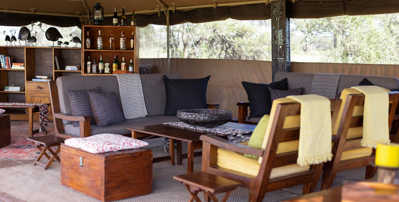 Ndutu Wilderness Camp Lounge interior 