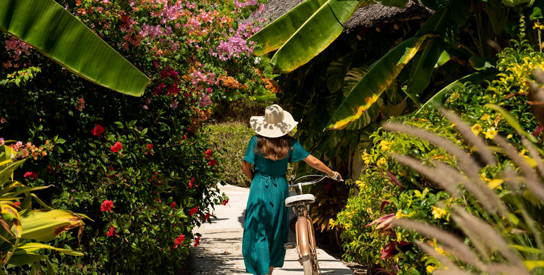 Lush gardens throughout the property
