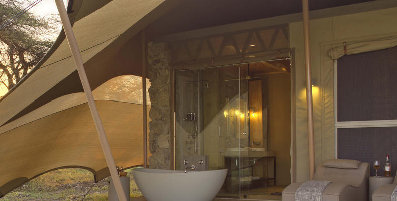 Namiri Plains - Guest Tent Deck Showing Bathroo