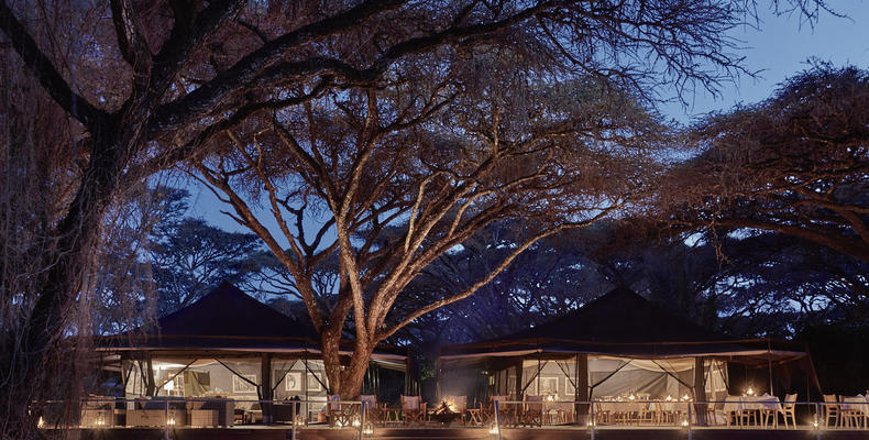 Camp exterior - night time