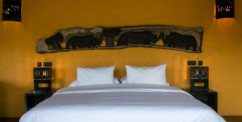 King bed chalet interior