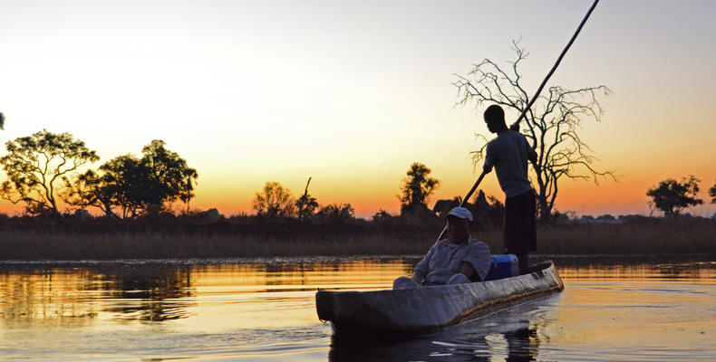 Mokoro safaris at sunset