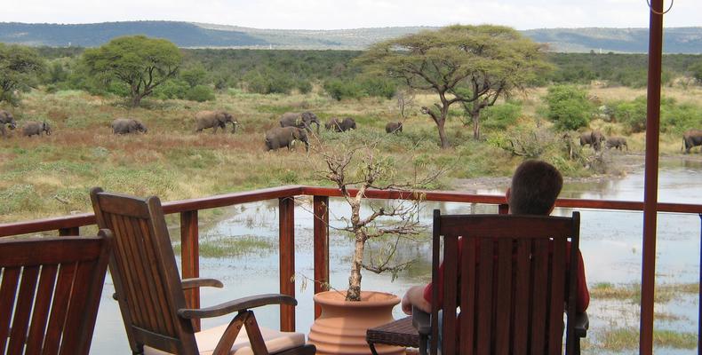 Enjoying the view from the Main lodge