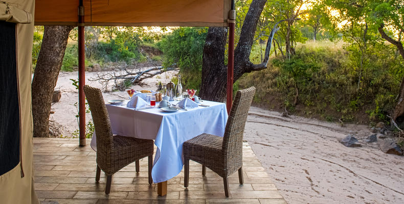 Dining outside the deck of our guest tents