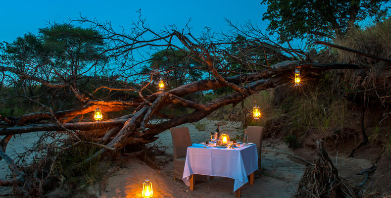 Candle light Dinner in the river bed 