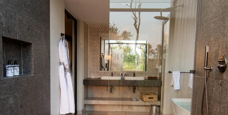 Indoor/Outdoor Shower and Bathroom