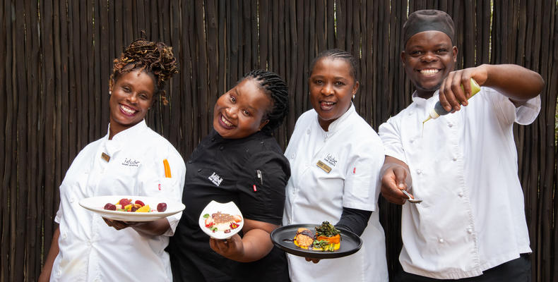 Chefs and kitchen team